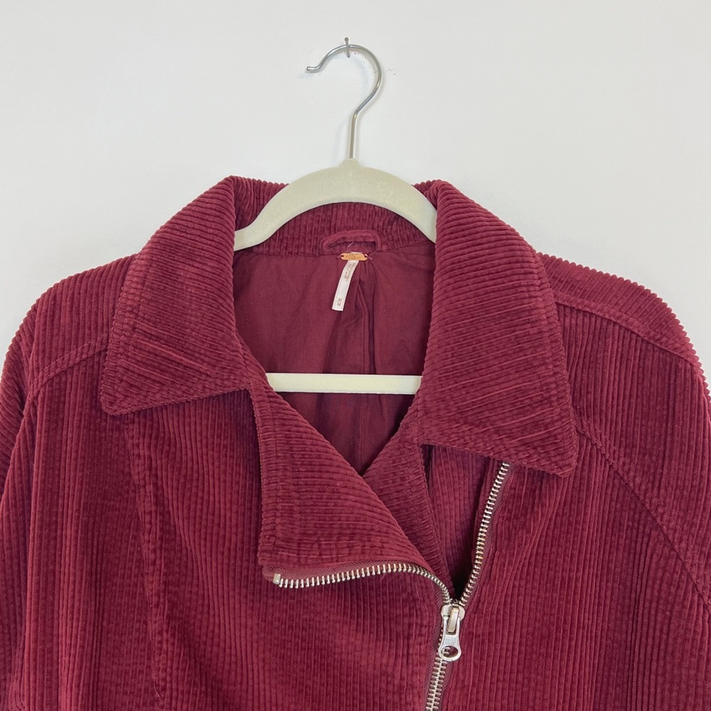 Free People Dolman Corduroy Moto Jacket Asymmetrical Zipper Coat Boho Size M - Picture 8 of 13